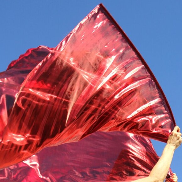 In the Mighty Name of Jesus Power Fire Metallic Flowy Worship Flags Set of 2 - Picture 6 of 9